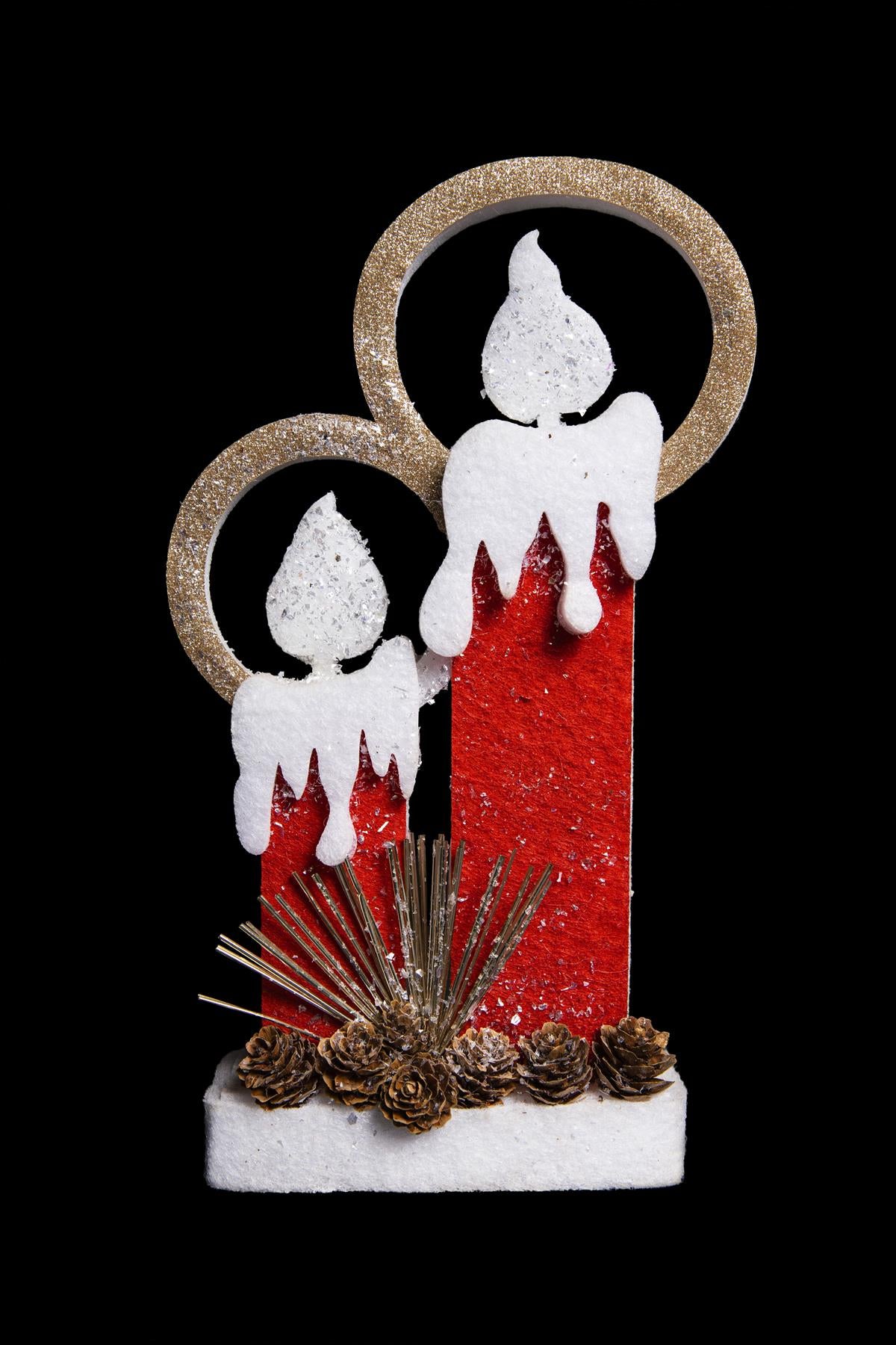 LED Red Foam Twin Candle 51cm - 2 LEDs