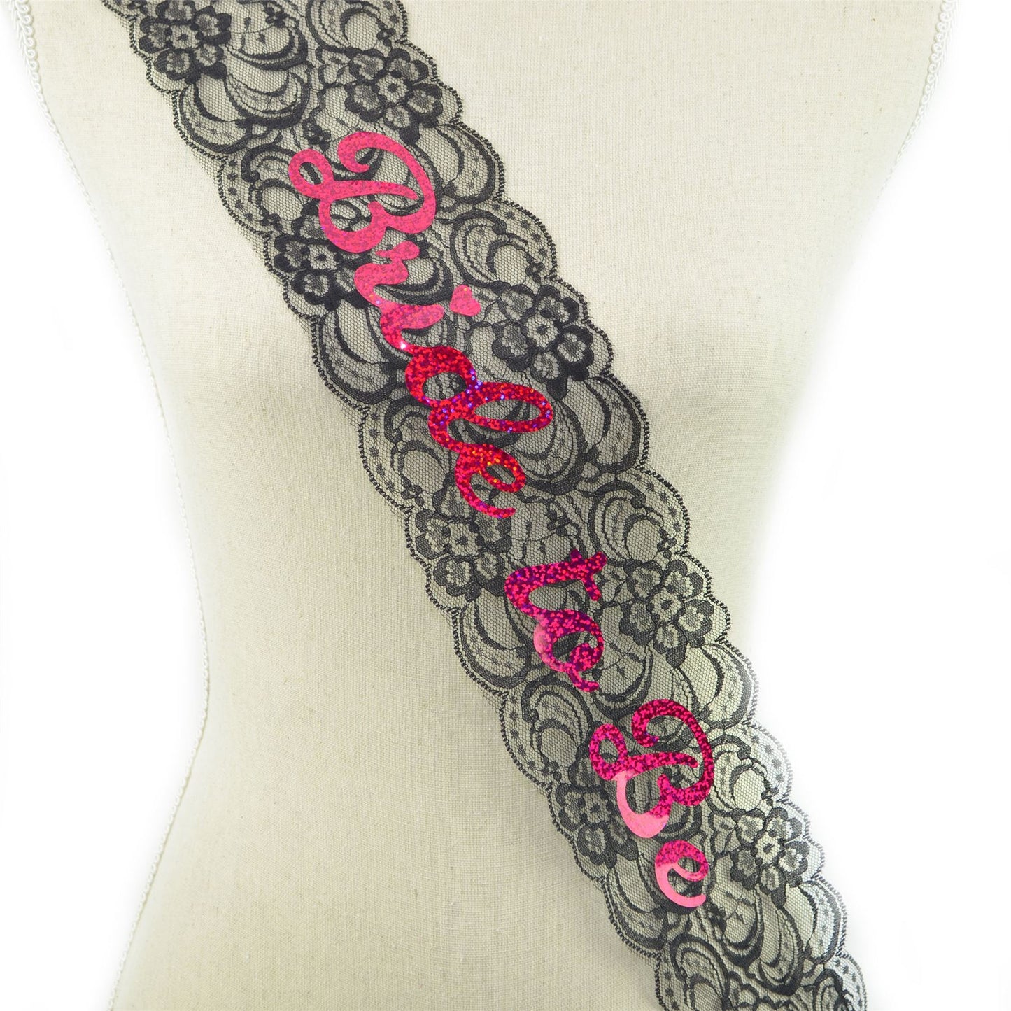 Shatchi BRIDE TO BE Black Lace Sash