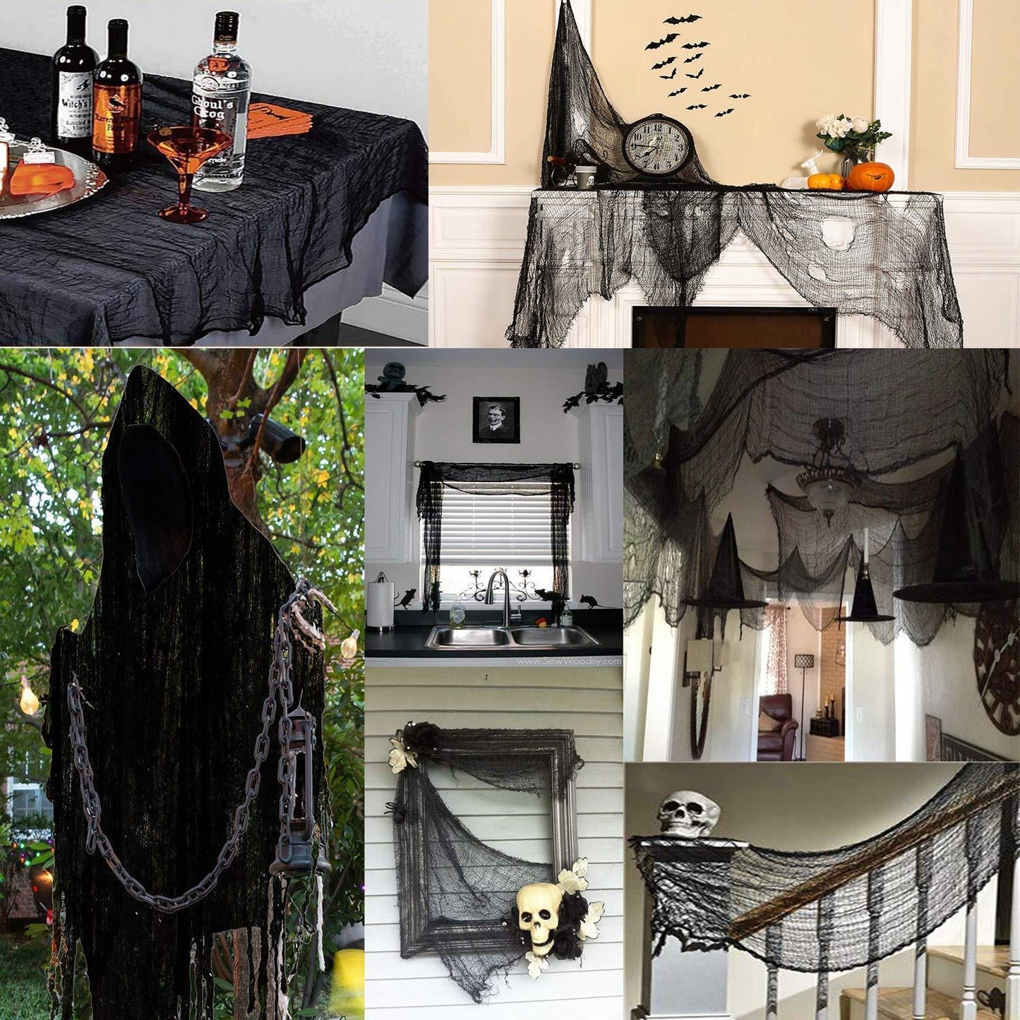 50 Black Mesh Halloween Cloths