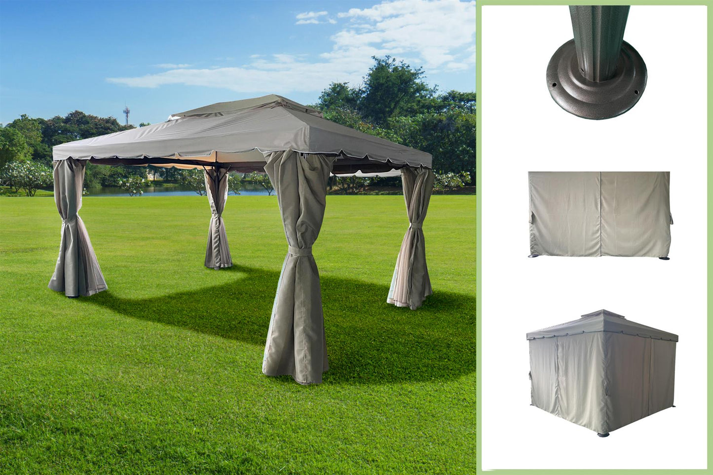 3x4x2.75m Khaki Gazebo with Nets Aluminium Frame