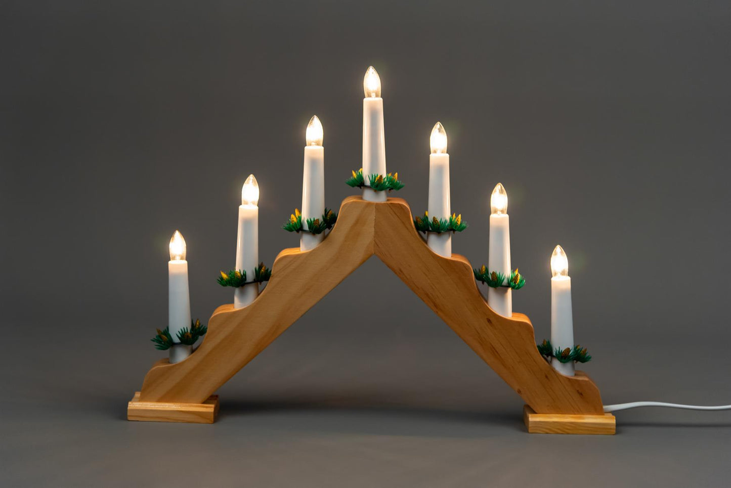 Wooden Candle Bridge Light - 7 Bulb