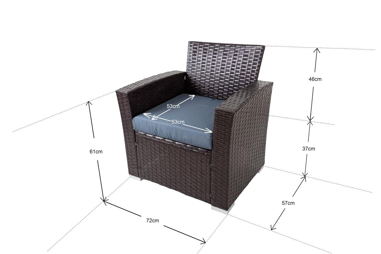 Dark Brown Rattan Sofa 1 Sofa, 2 Chairs, 1 Table