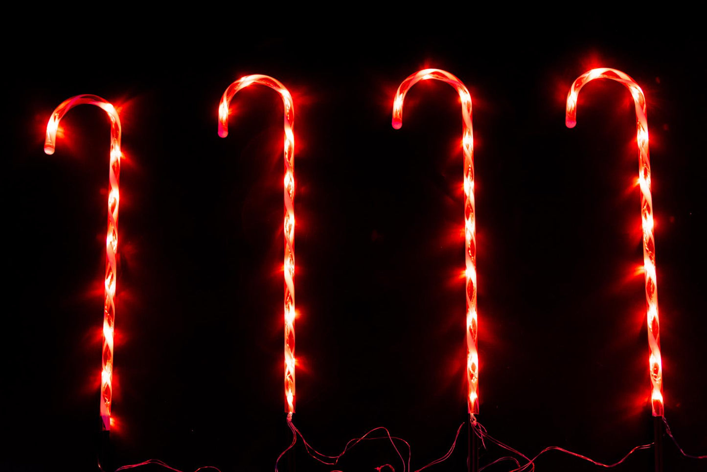 Set of 4 LED Candy Cane Stake Red & White Stripes - 72cm