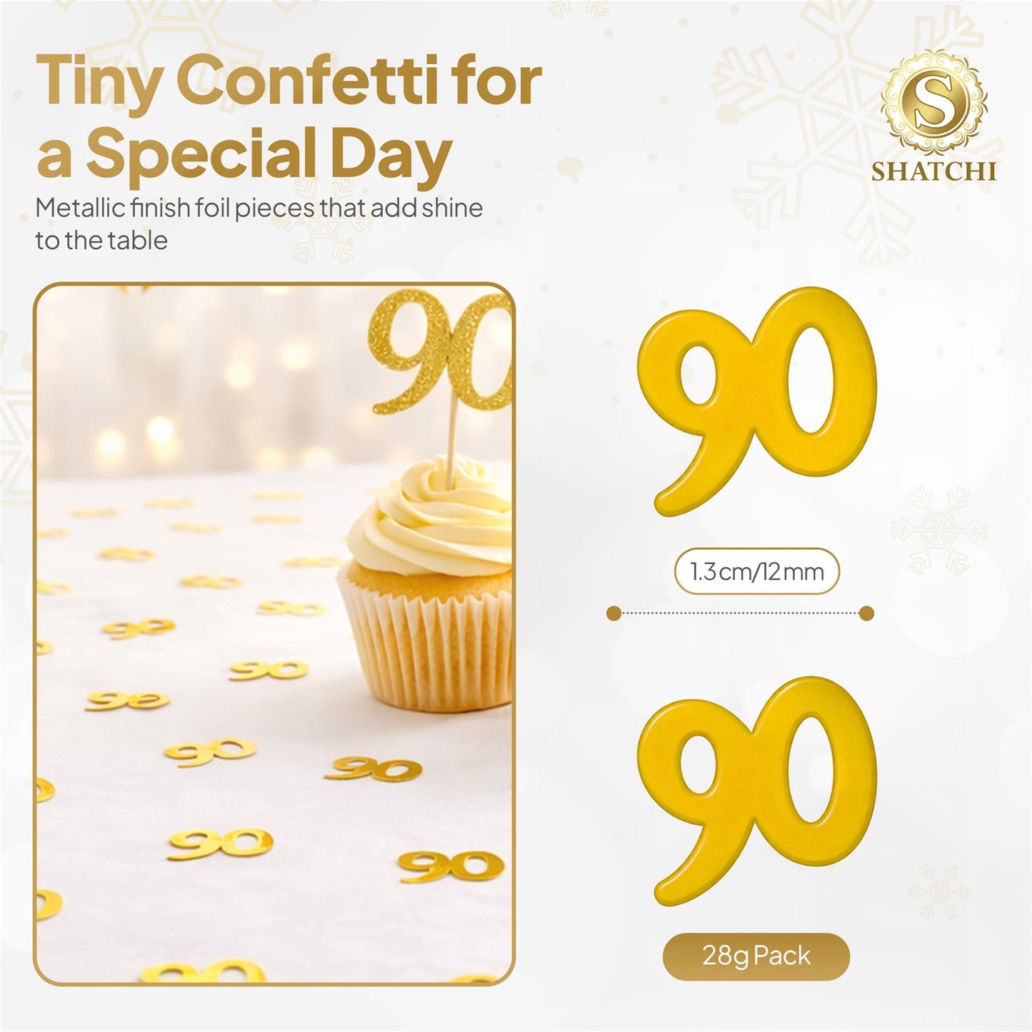 90th Birthday Confetti - Gold, 14g 2-Pack