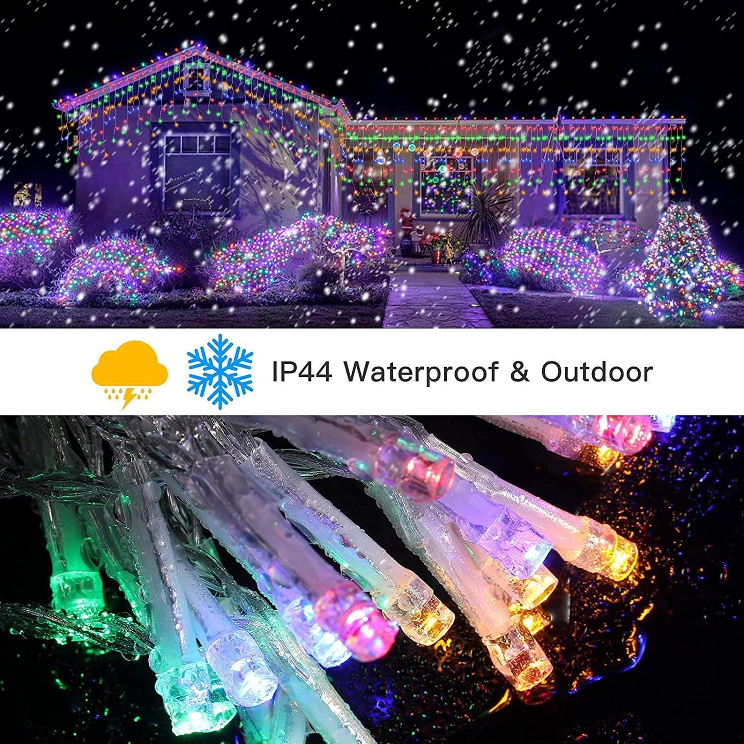 480 Multicolor LEDs Icicle String Fairy Lights