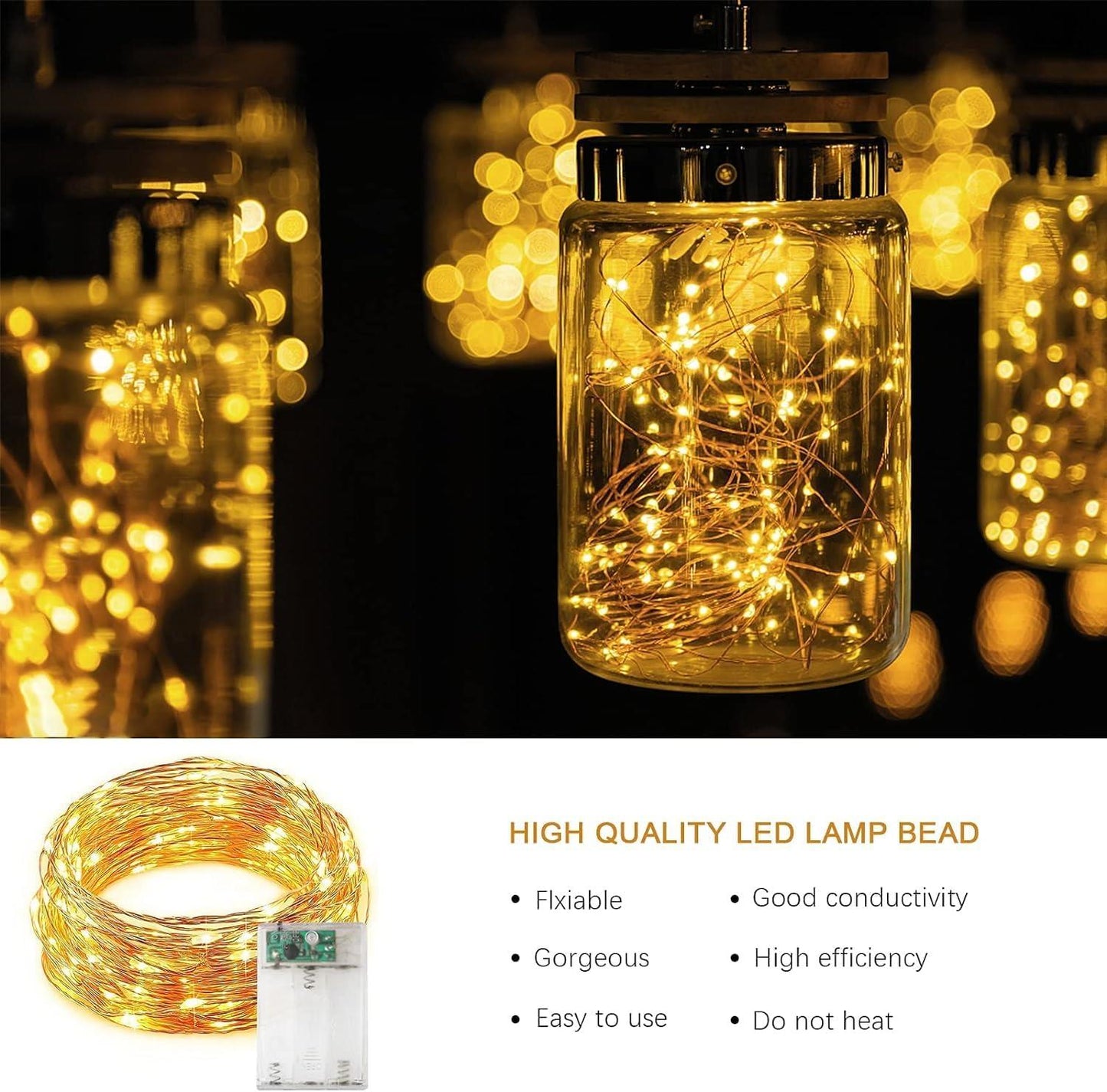 2 x 100 Warm White LED Fairy Lights (10m)