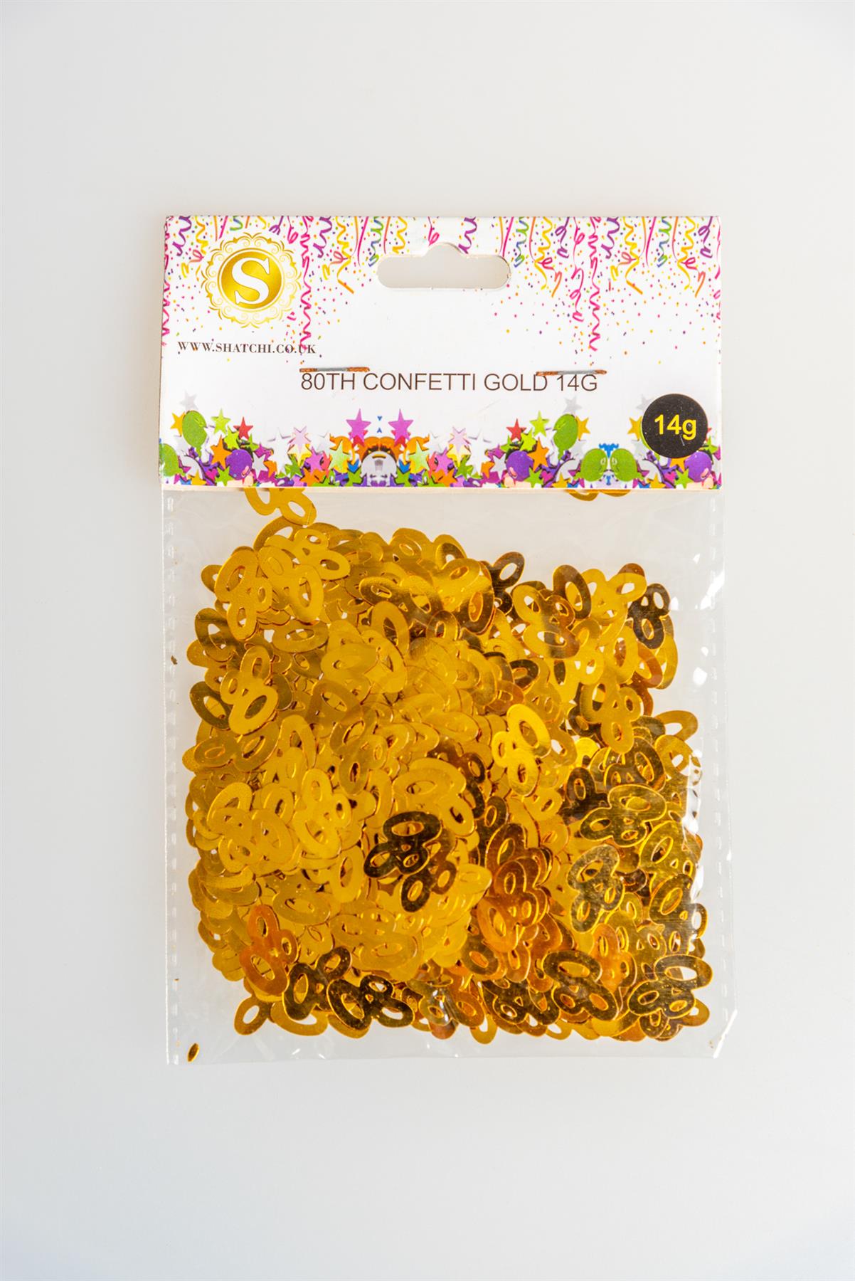 80th Birthday Confetti - Gold, 14g, 2 Pack