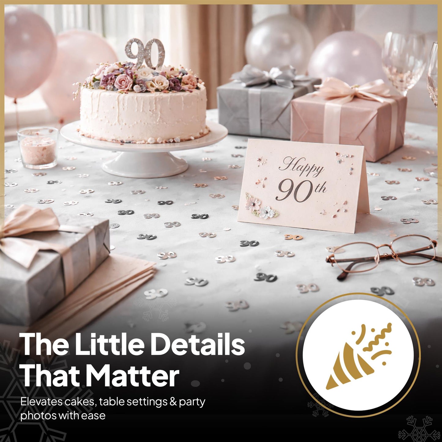 90th Confetti Black & Silver 14G 2PK