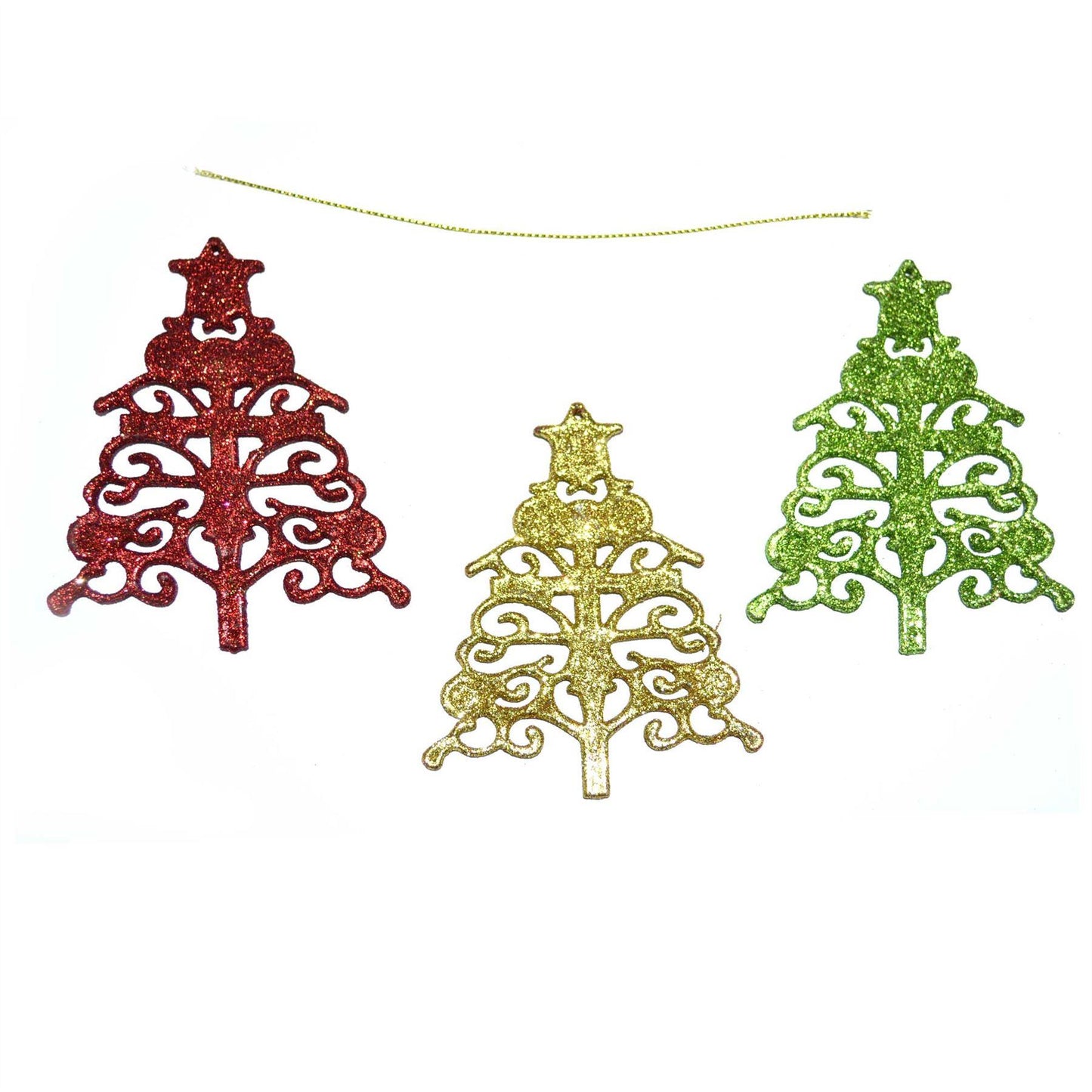 3Pcs Glitter Tree Shaped Christmas Decorations