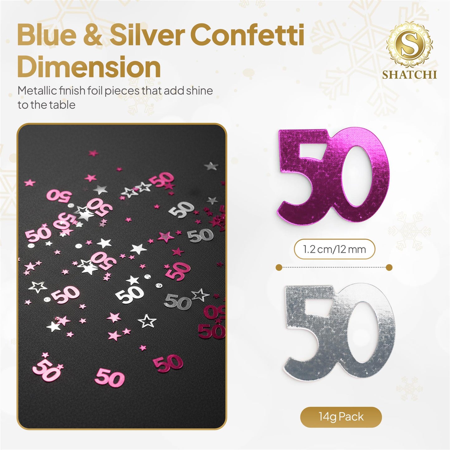 50th Confetti Pink & Silver 14G 1PK
