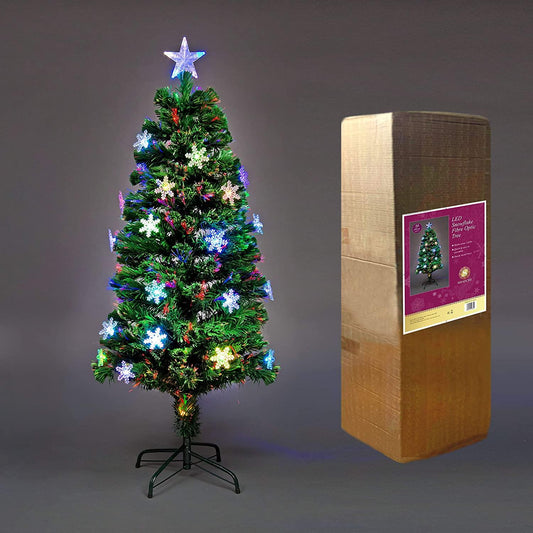 6ft Snowflake LED Fibre Optic Christmas Tree