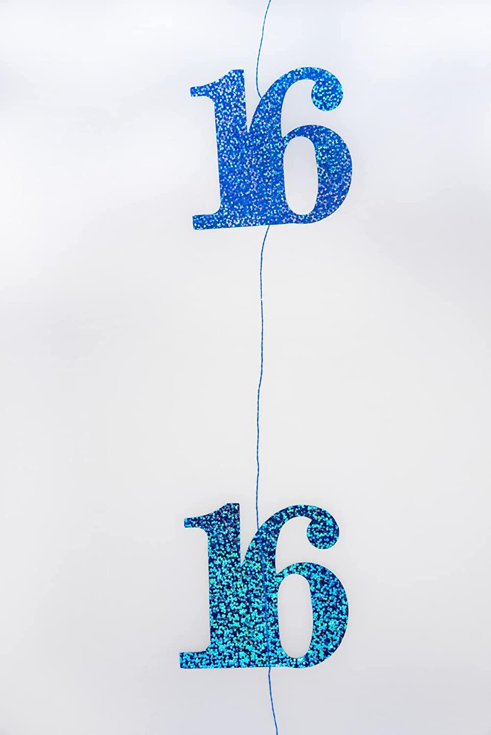 6 x 5ft 16th Birthday Blue String Decorations