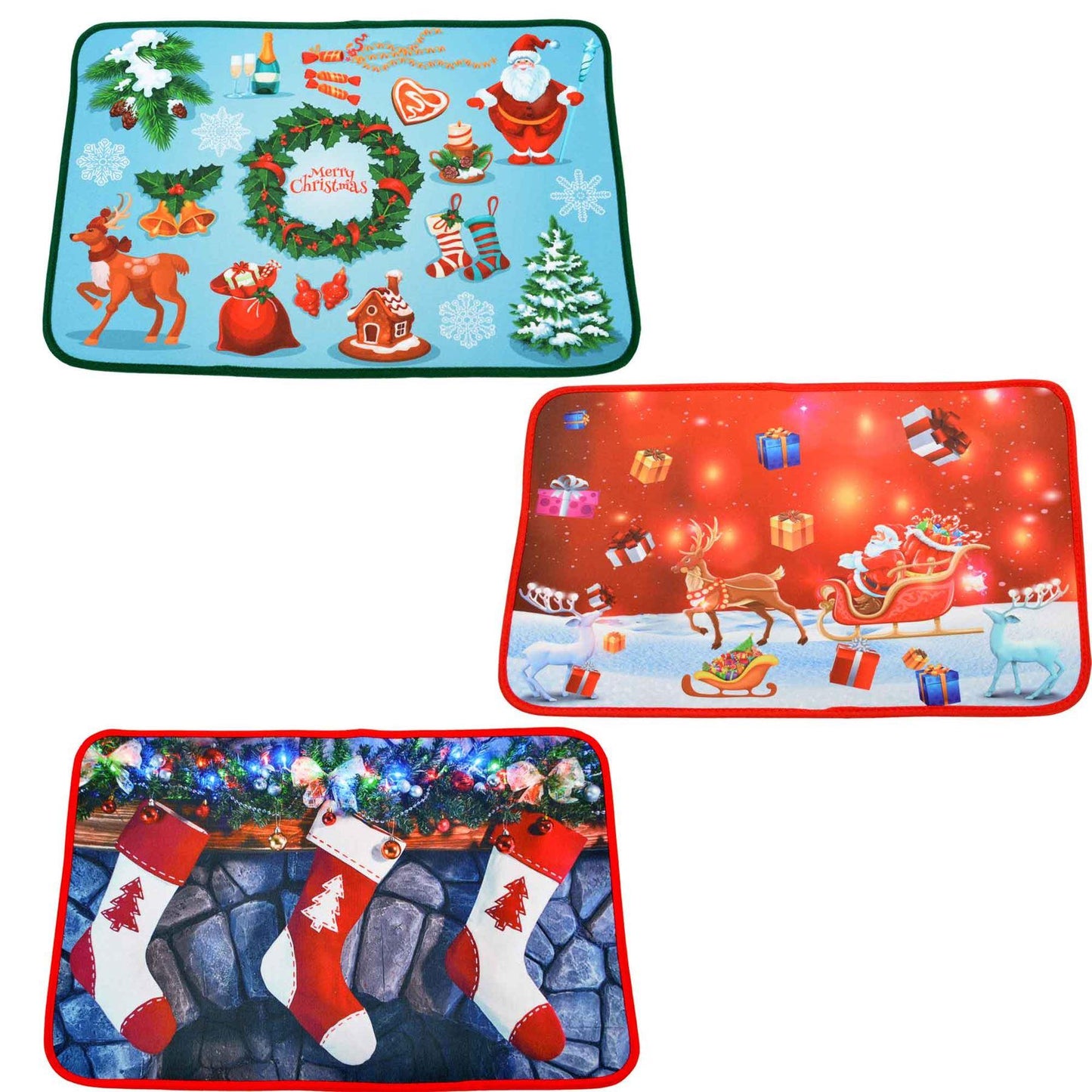 Christmas Door Mat, Assorted Santa