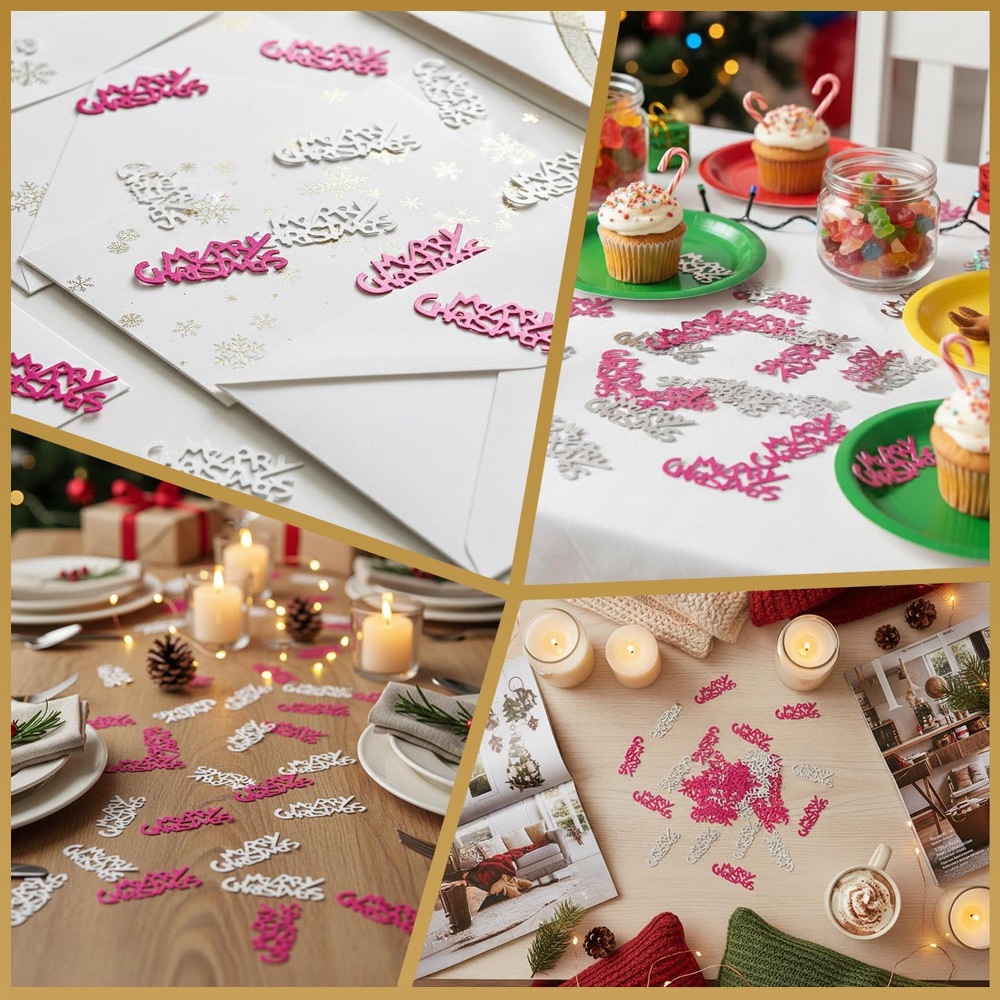 Xmas Merry Christmas Metallic Confetti - Table Party Sprinkles