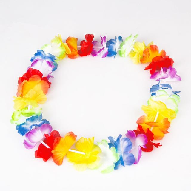 Hawaiian Grass Skirt & Flower Hula Lei Necklace