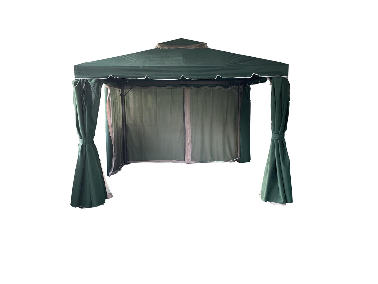 3x3x2.75m Green Gazebo with Nets - Aluminium Frame, Steel Roof