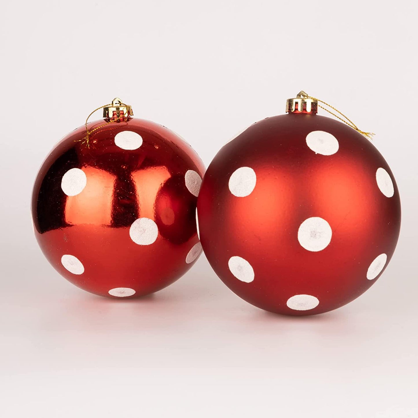 Red White Polka Dot Baubles 15CM 3PCS Set - PVC