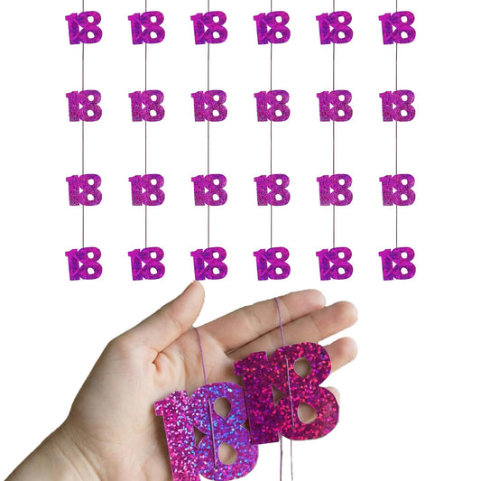 Shatchi 18th Glitz Pink Foil Hanging String Party Decorations Pack of 6