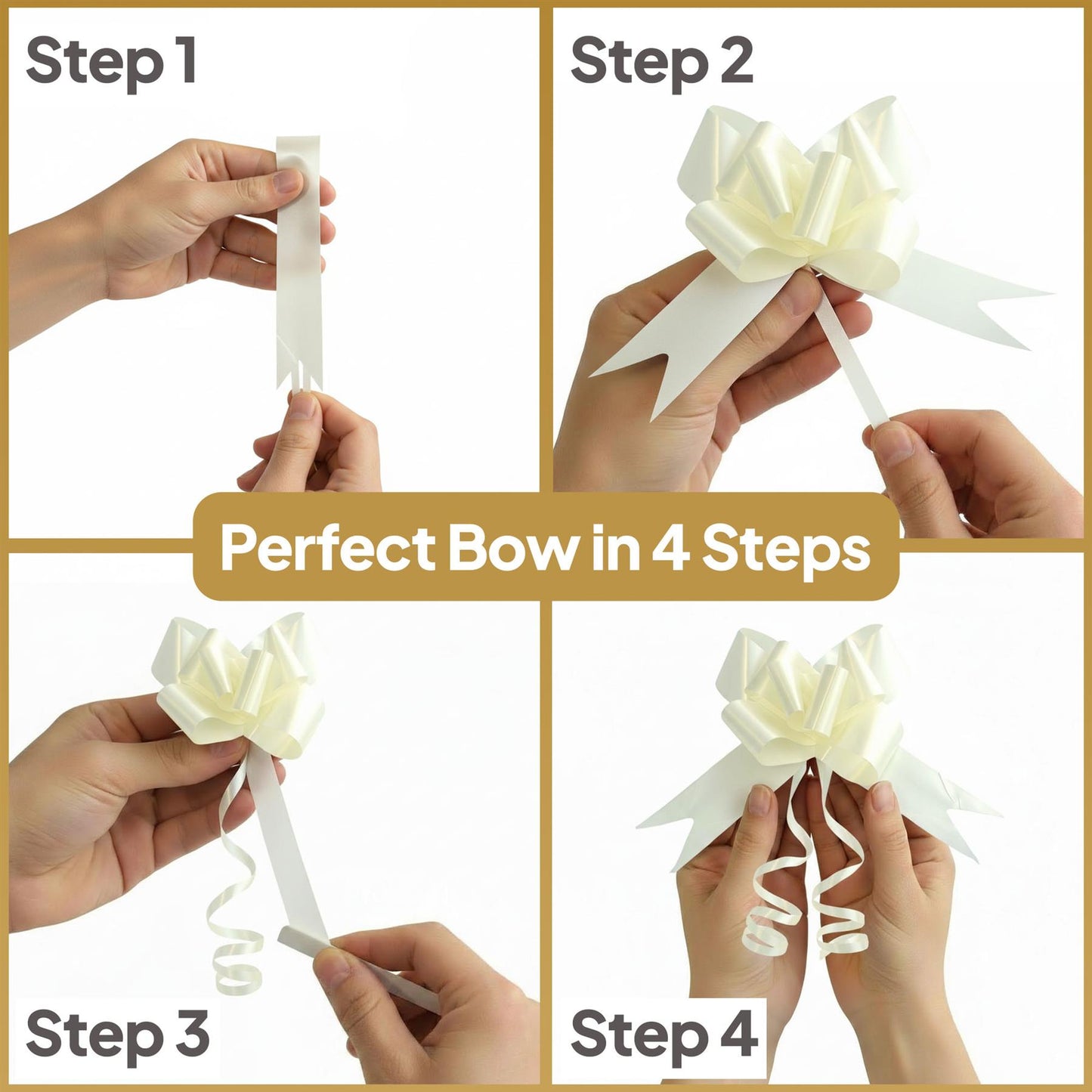 Shatchi 30pcs Ivory 30mm/3cm Pull Bows Gift Wrap & Hampers