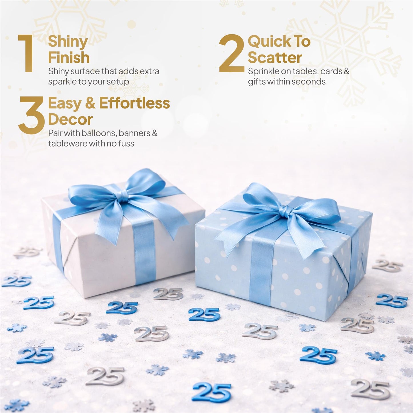 4 Packs of 14g Blue & Silver 25th Confetti