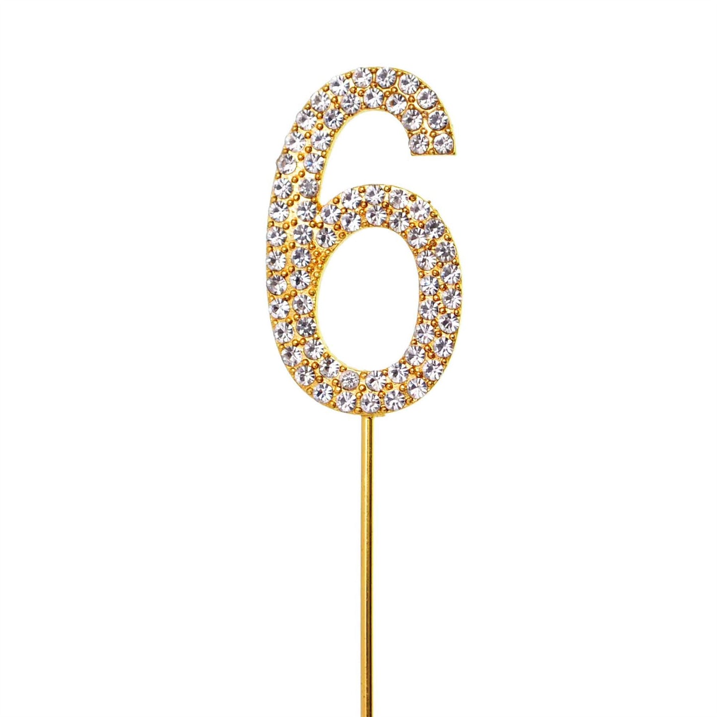 Gold Sparkle Diamond Number 6 Cake Topper