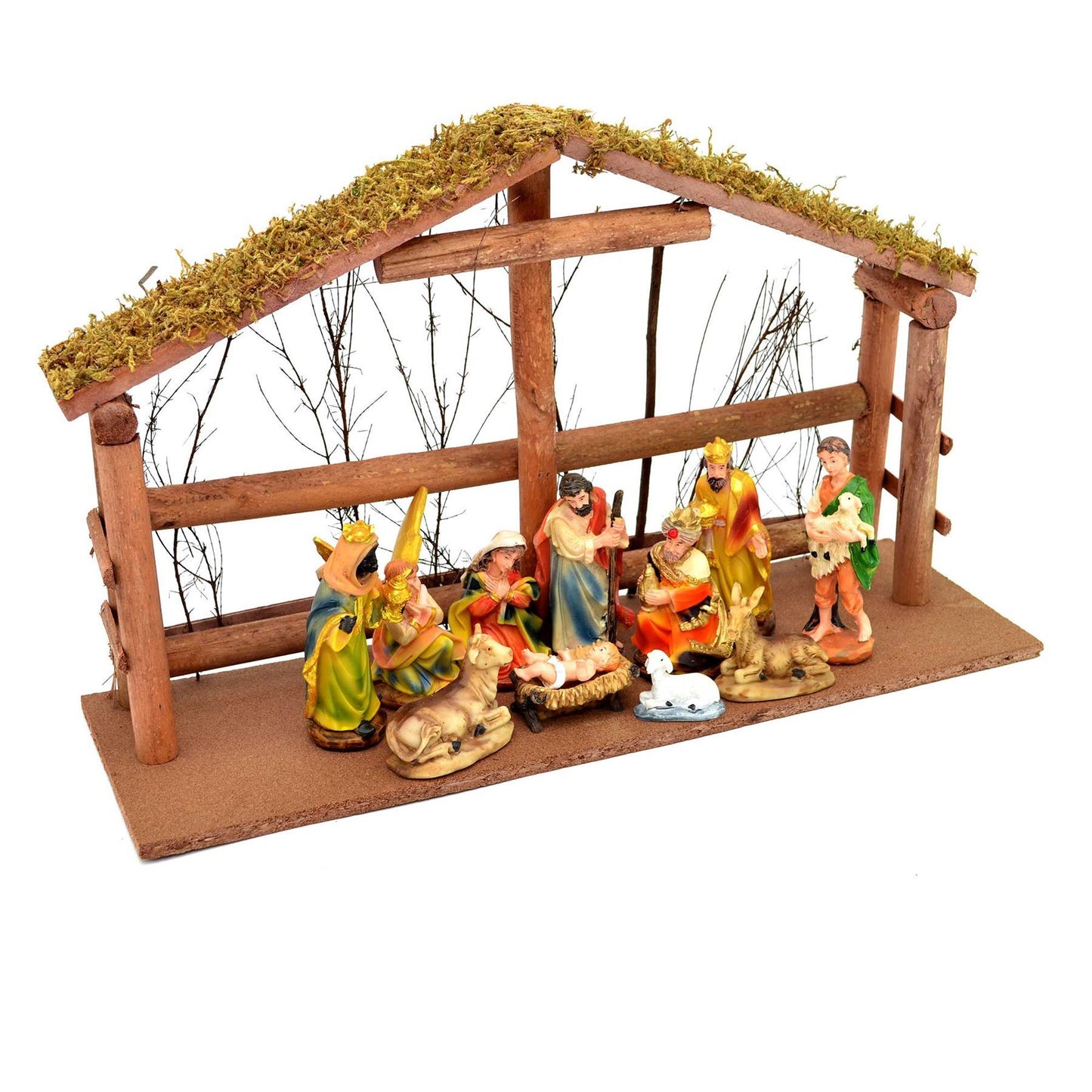 Christmas Nativity Figures with House Frame