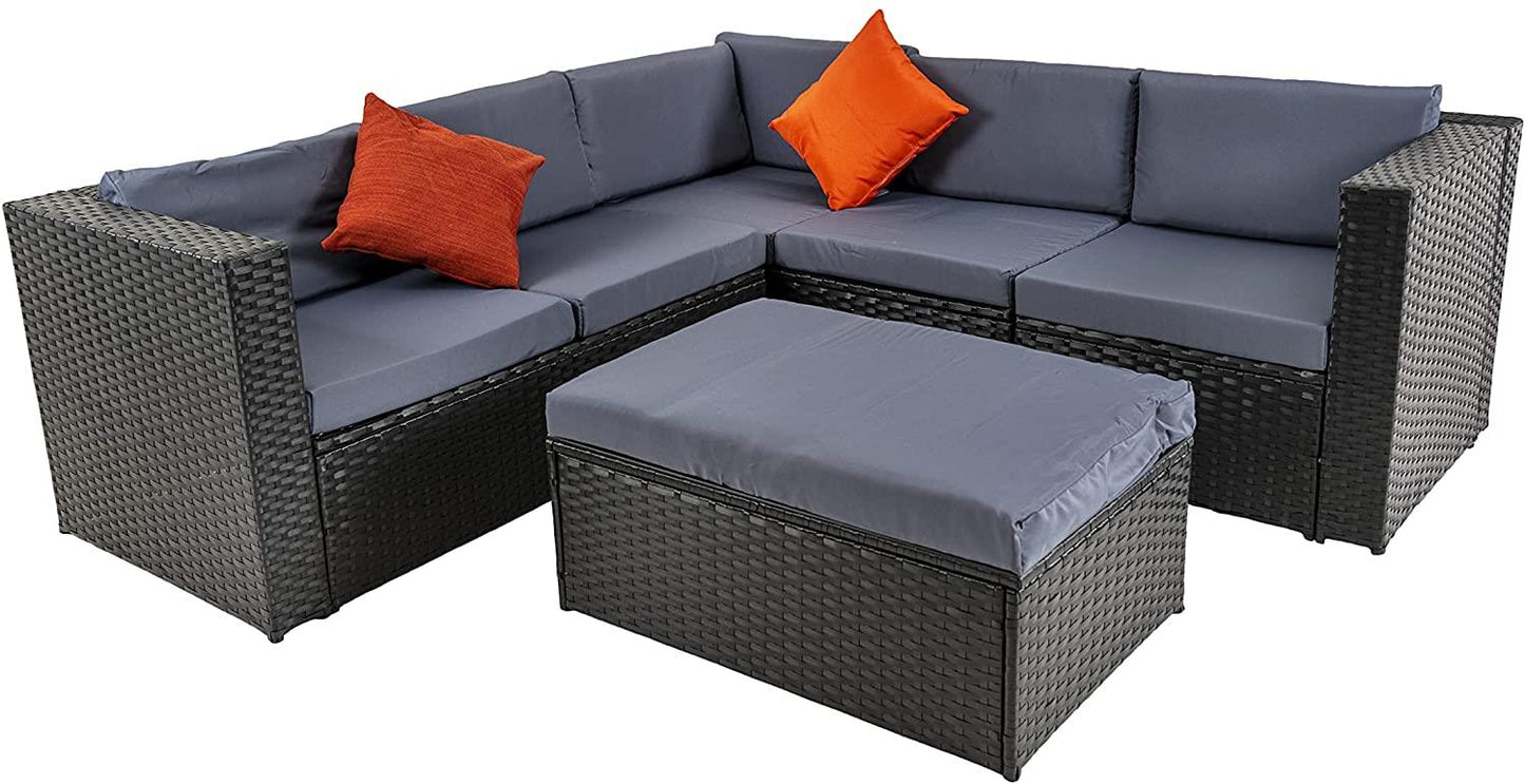 5-Seater Rattan Sofa Set with Table