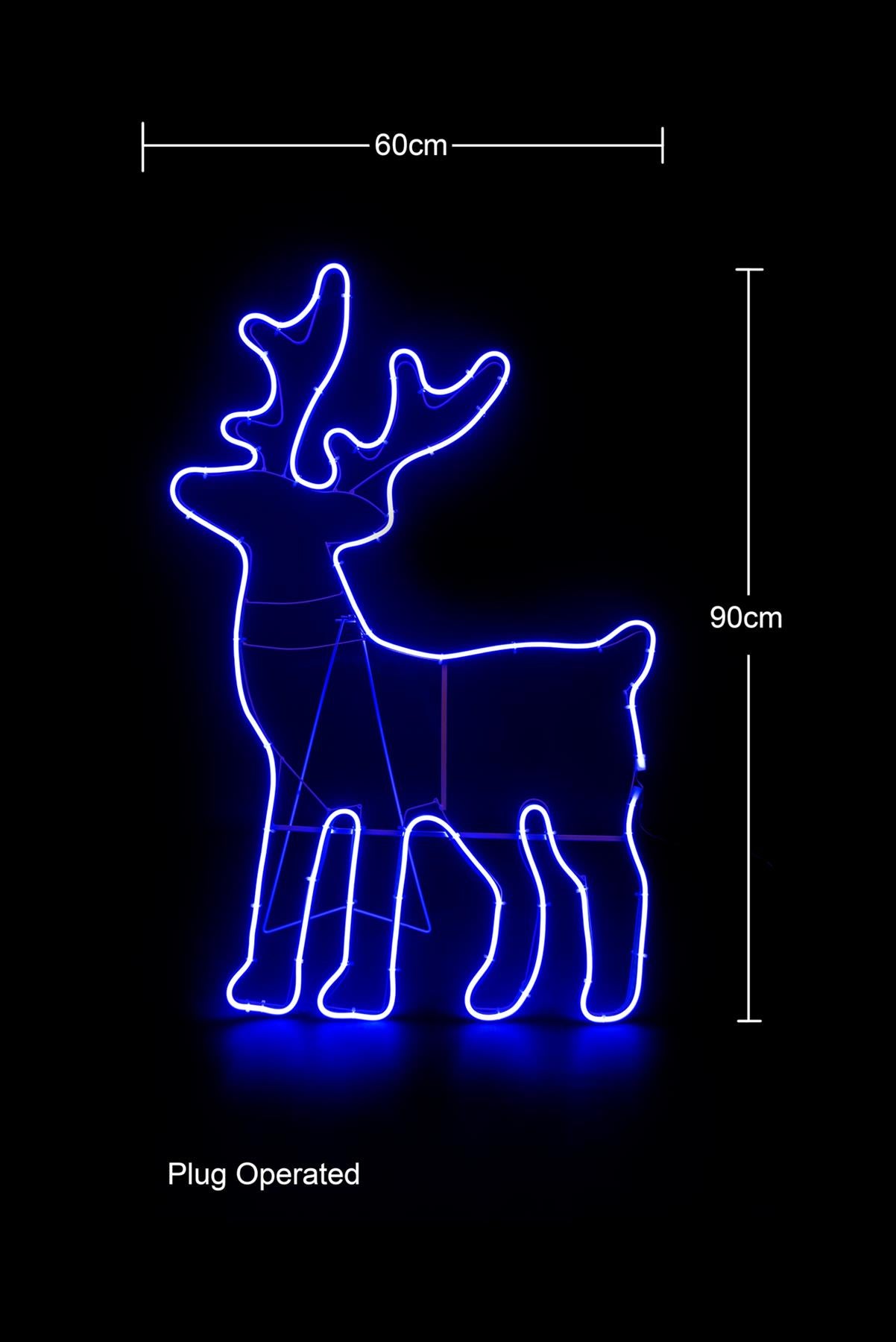 Blue Reindeer Rope Light 89 x 50cm