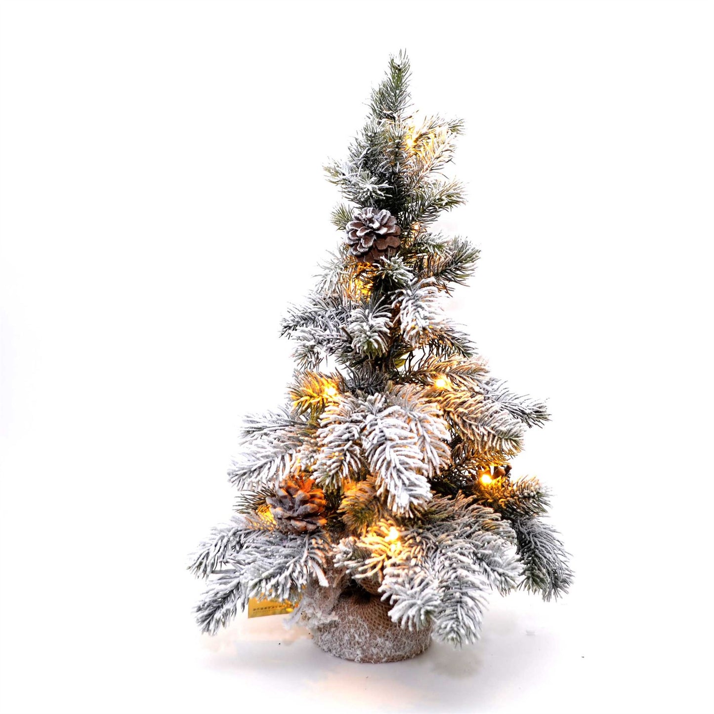 50cm Pre-Lit Novelty Christmas Tree with Frosted Tips and Pine Cones