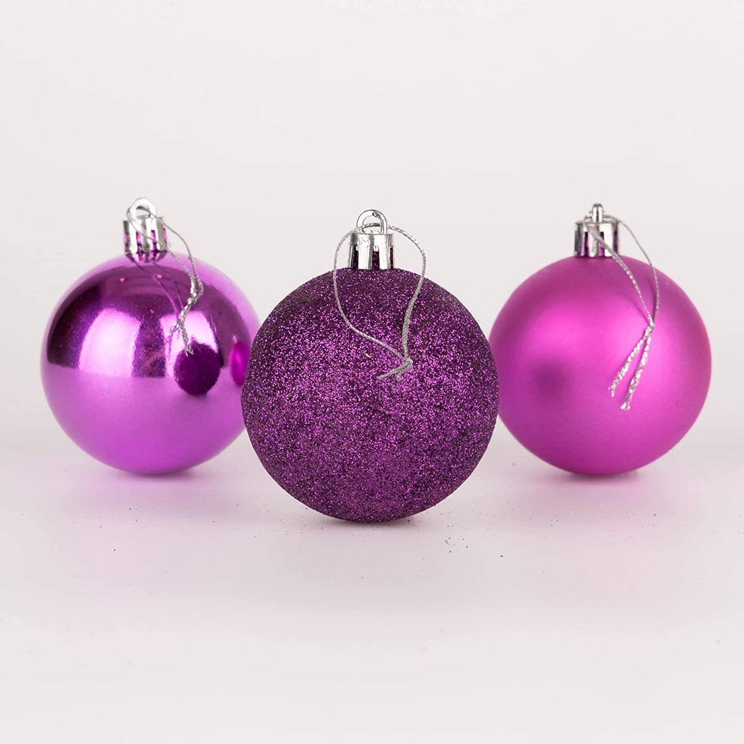 6 Purple Baubles 6cm PVC Set