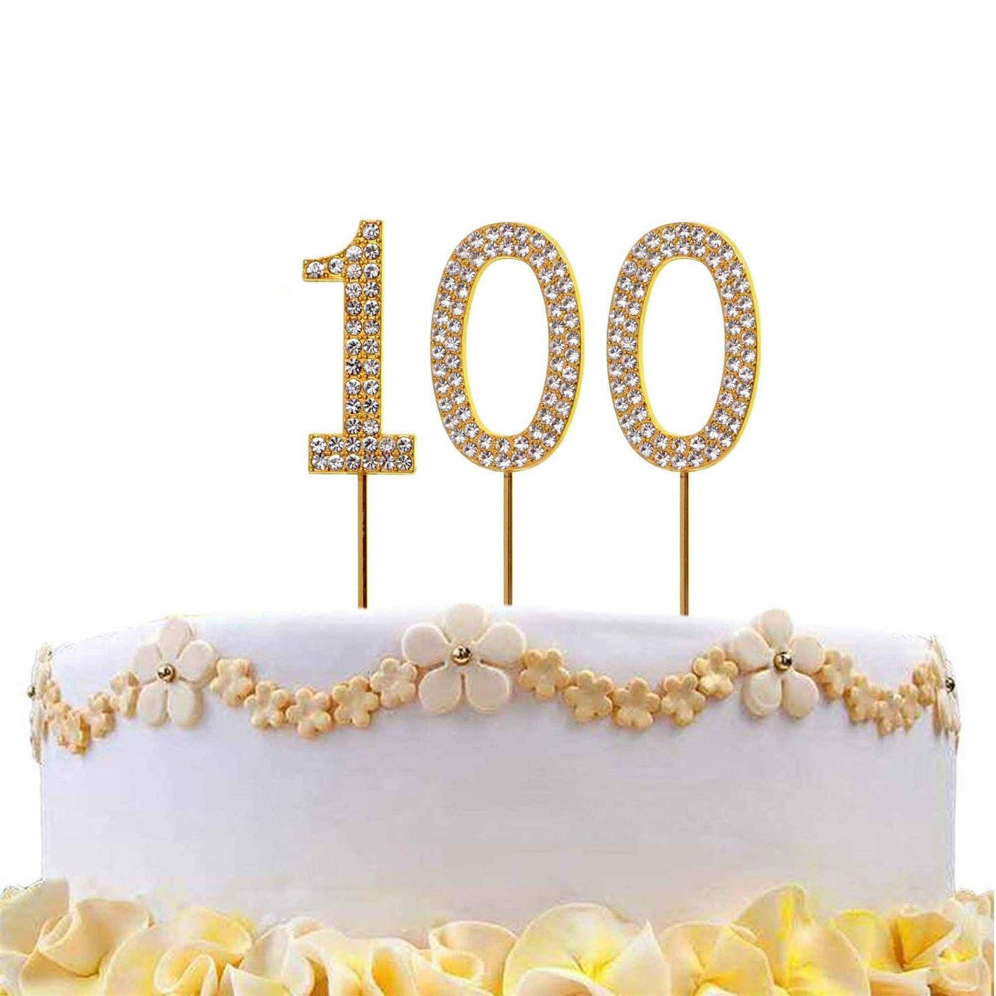 Gold Diamond Number 100 Cake Topper