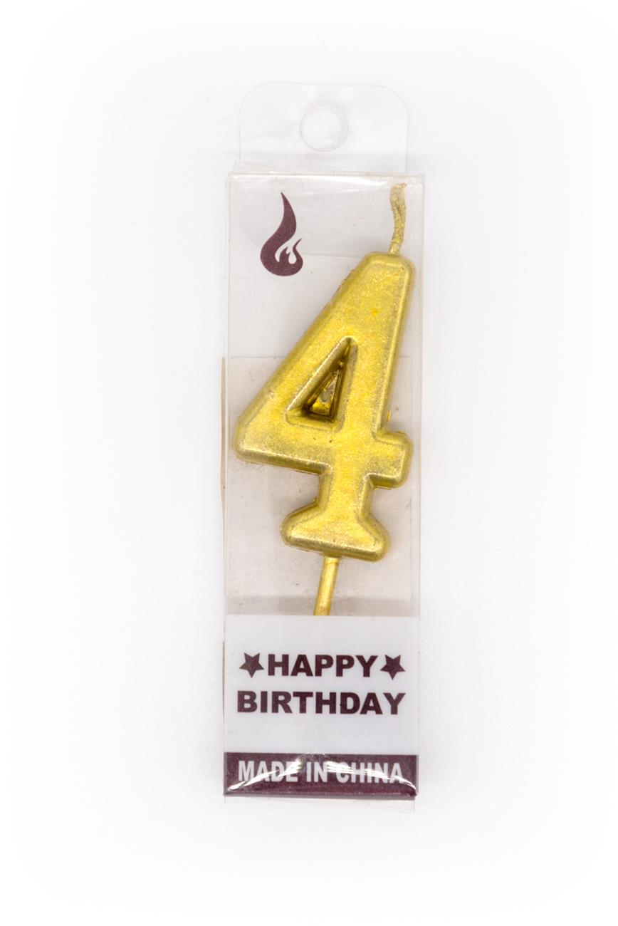 Gold Number 4 Candle