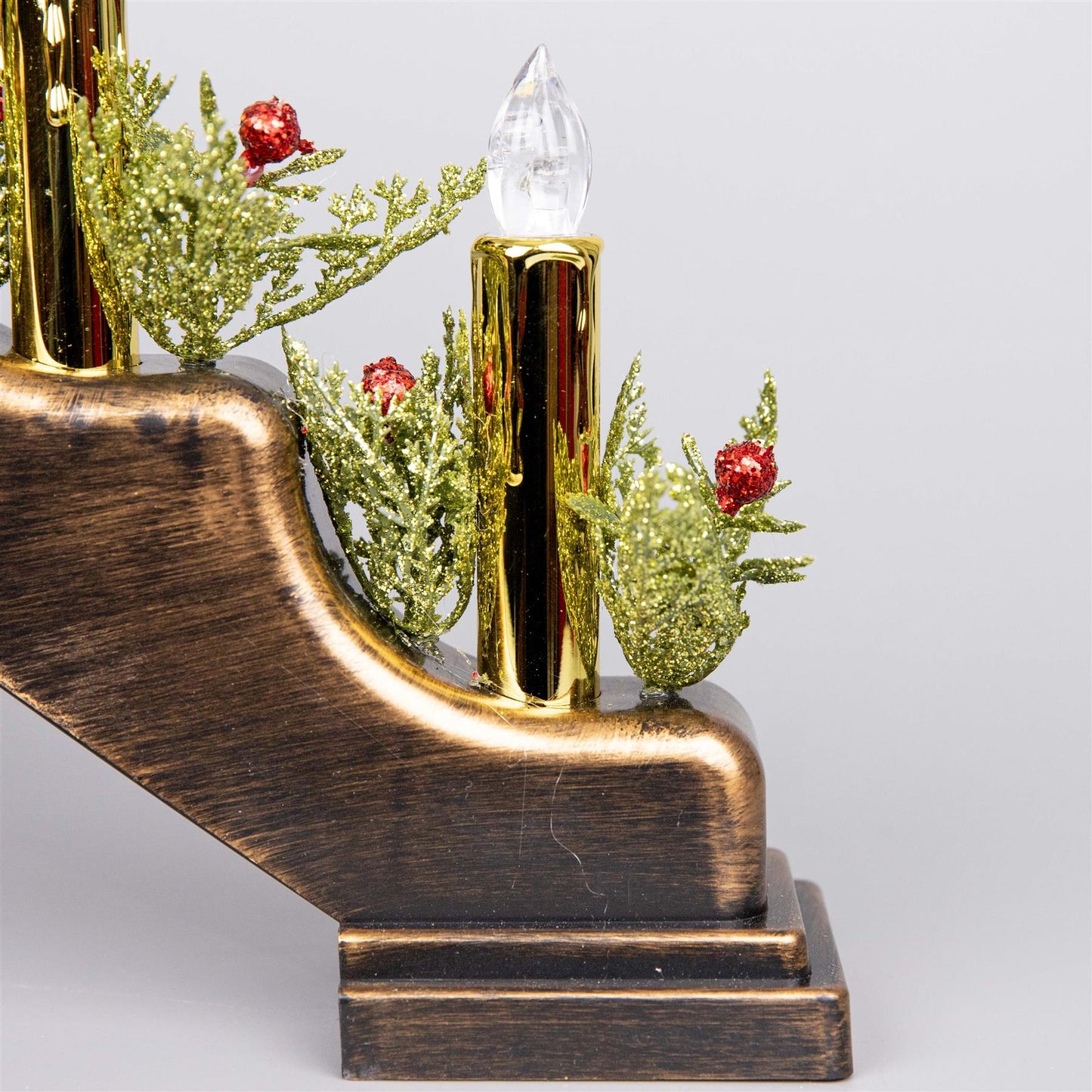 Battery-Operated Brass Finish Candle Bridge - H30xW50xD6.5cm