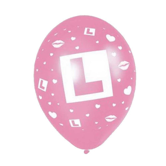 18 Pink L Plate Balloons (11")