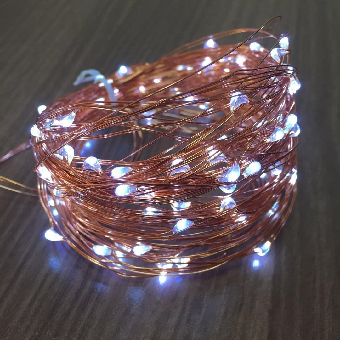 20 White LED Lights with Gold Wire