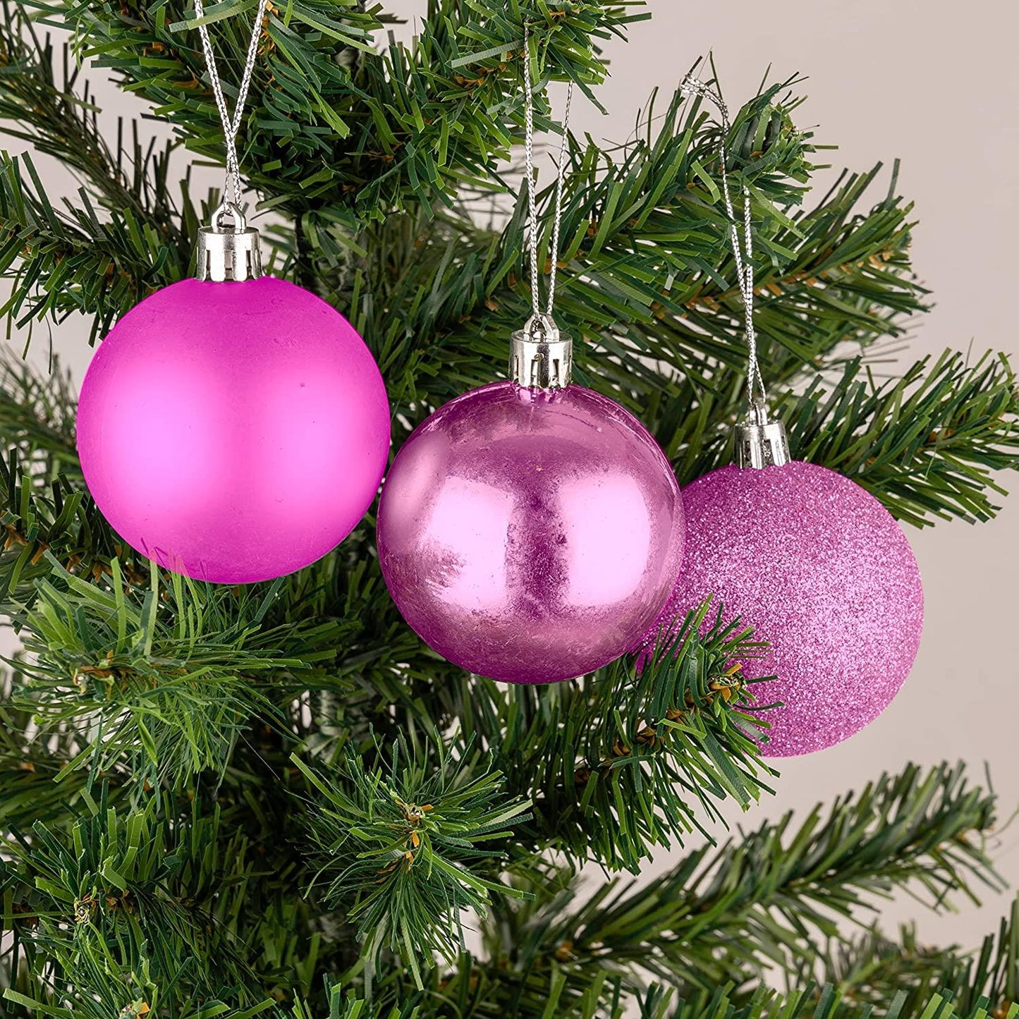 Pink Baubles - 6cm, 18-Piece Set, PVC