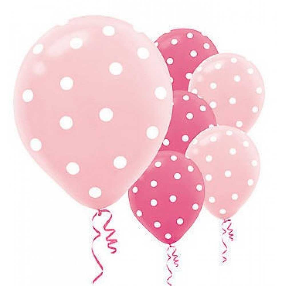 20 pcs 12" Polka Dot Dark Pink and Light Pink Balloons