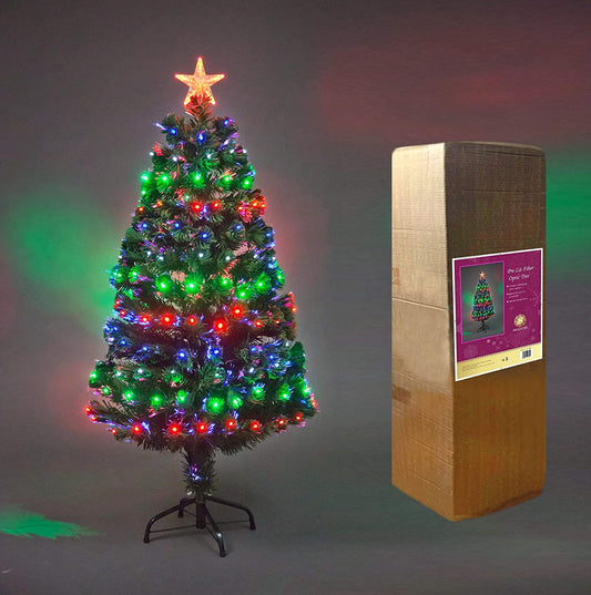 6Ft/180cm Multicolour 8 Modes Fibre Optic Christmas Tree LED Pre-Lit