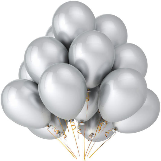 Metallic Silver Balloons - 12 Inch, 25pcs