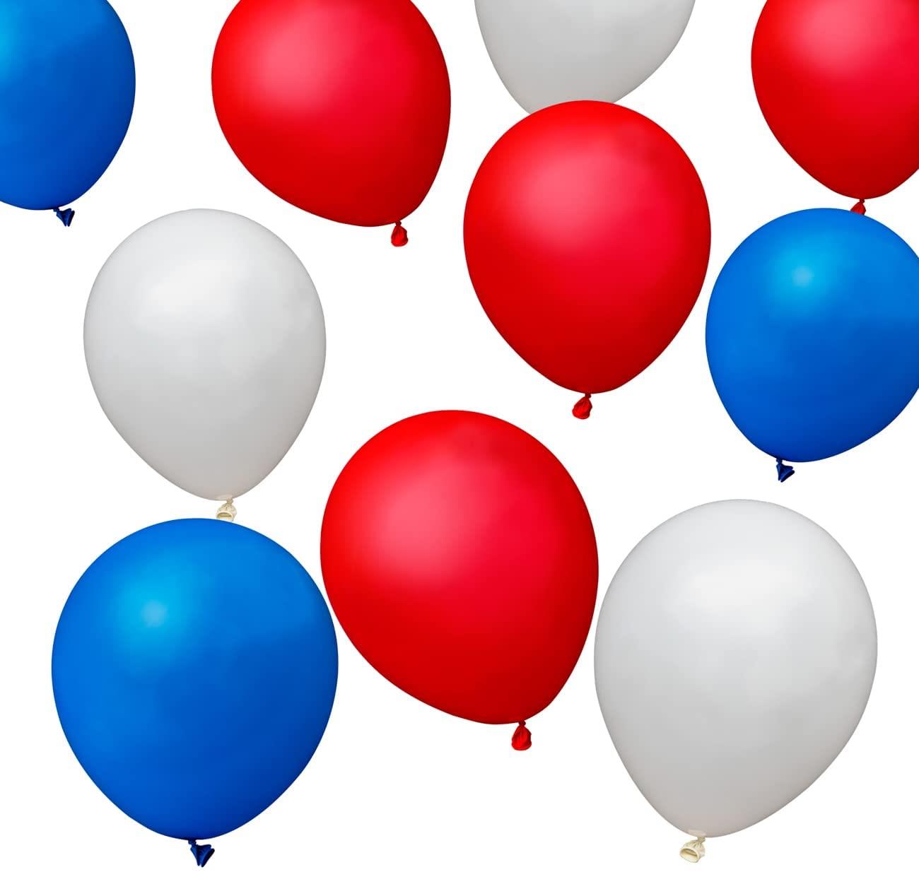 10 Red, White, and Blue Latex Balloons (12")