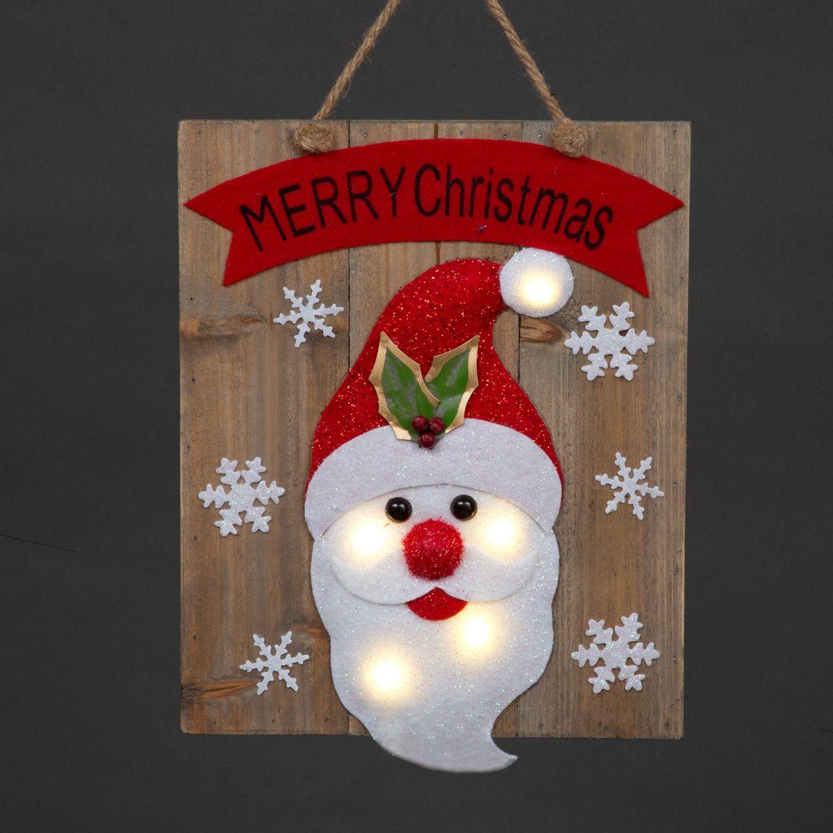 Wooden Hanging Frame Decor Santa 30x3x36H cm