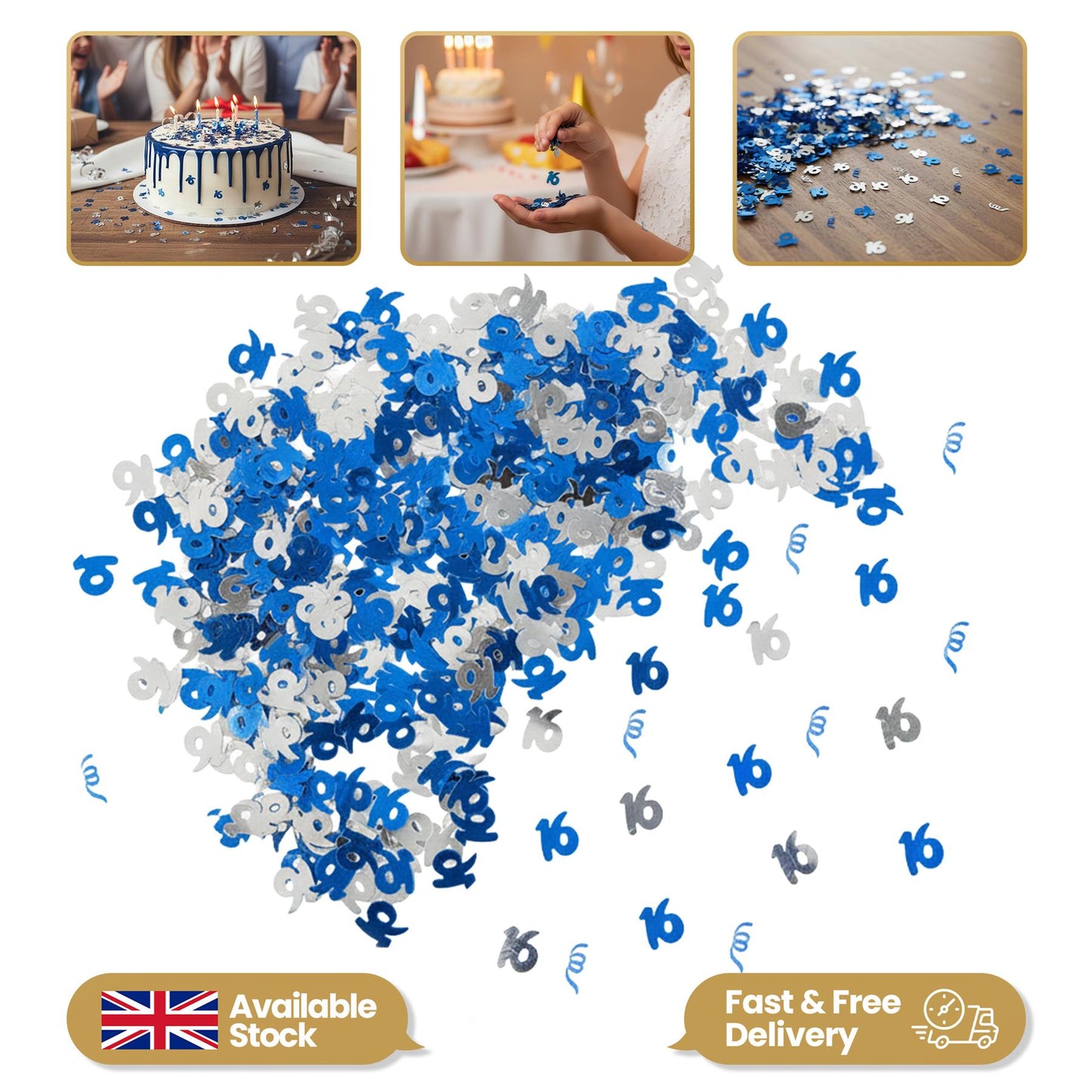 2 x 14g Blue Age 16th Birthday Confetti