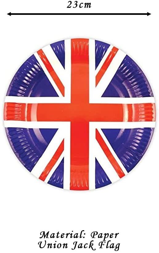 46Pcs Union Jack Party Tableware - Plates, Napkins, Cups