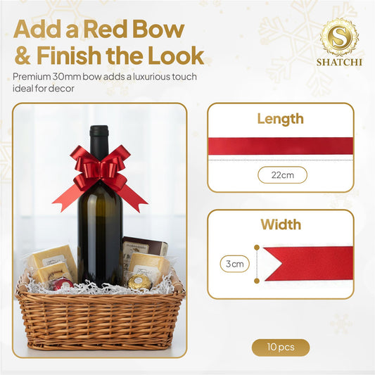 Shatchi 20pcs Red 30mm/3cm Pull Bows for Wrap, Hampers, Parties & Craft Use