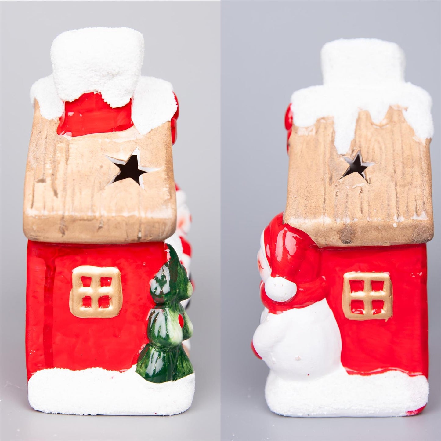 2 Snowman Light Up Houses