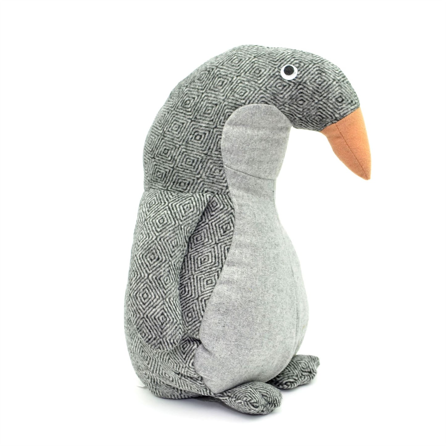 Grey Fabric Weighted Penguin Door Stopper