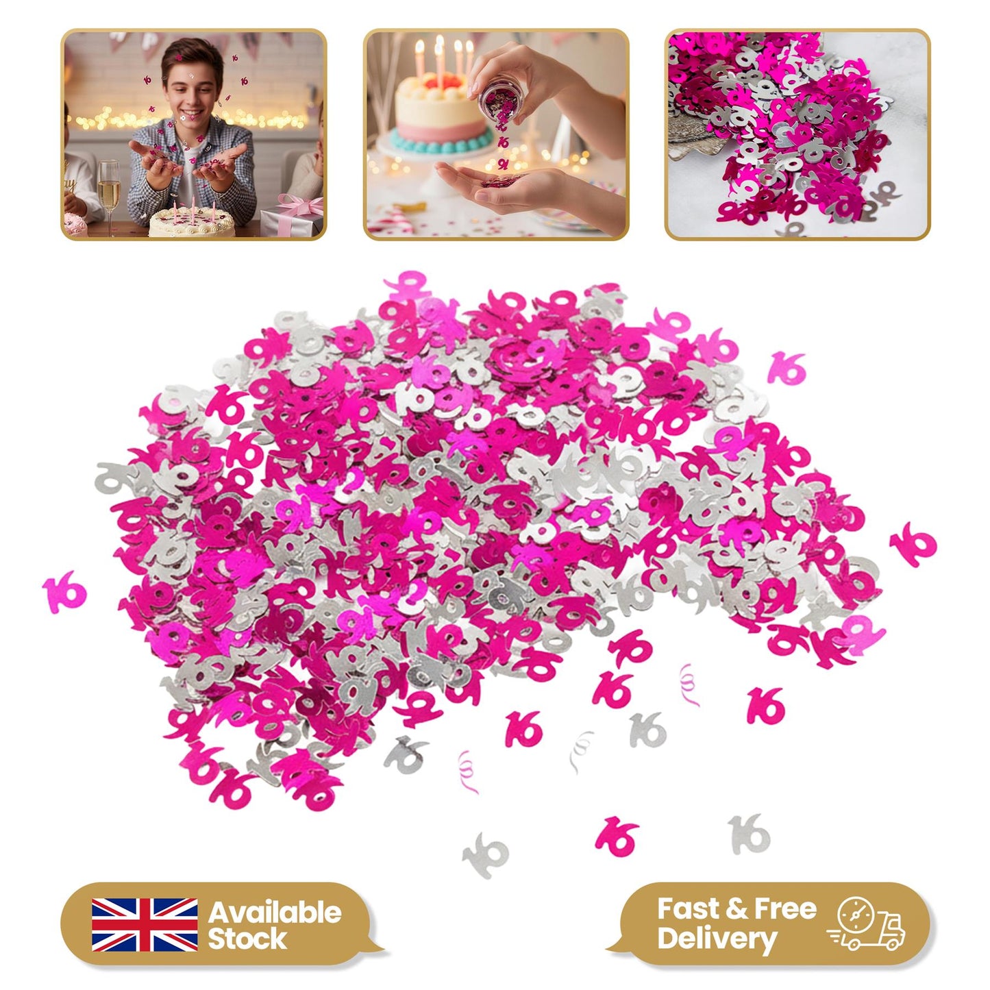14g 16th Pink Happy Birthday Confetti