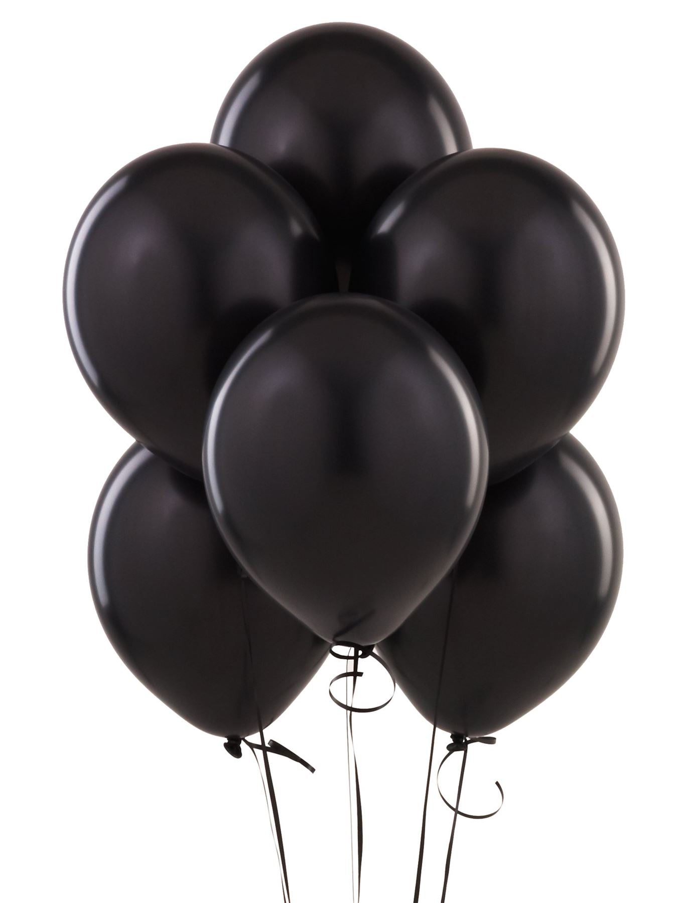 5 Black Latex Balloons (12")