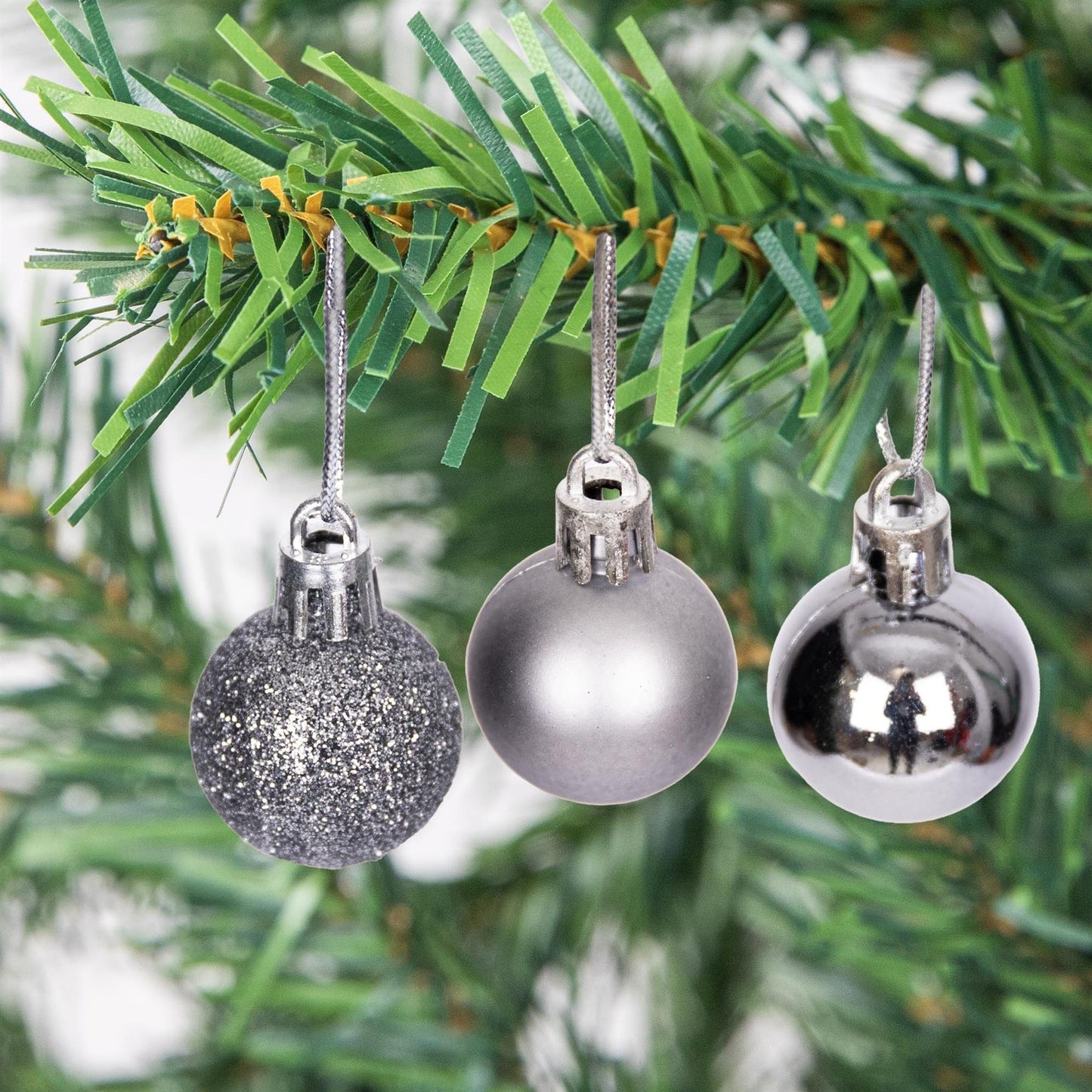 12 Mid Grey Baubles 3cm PVC Set