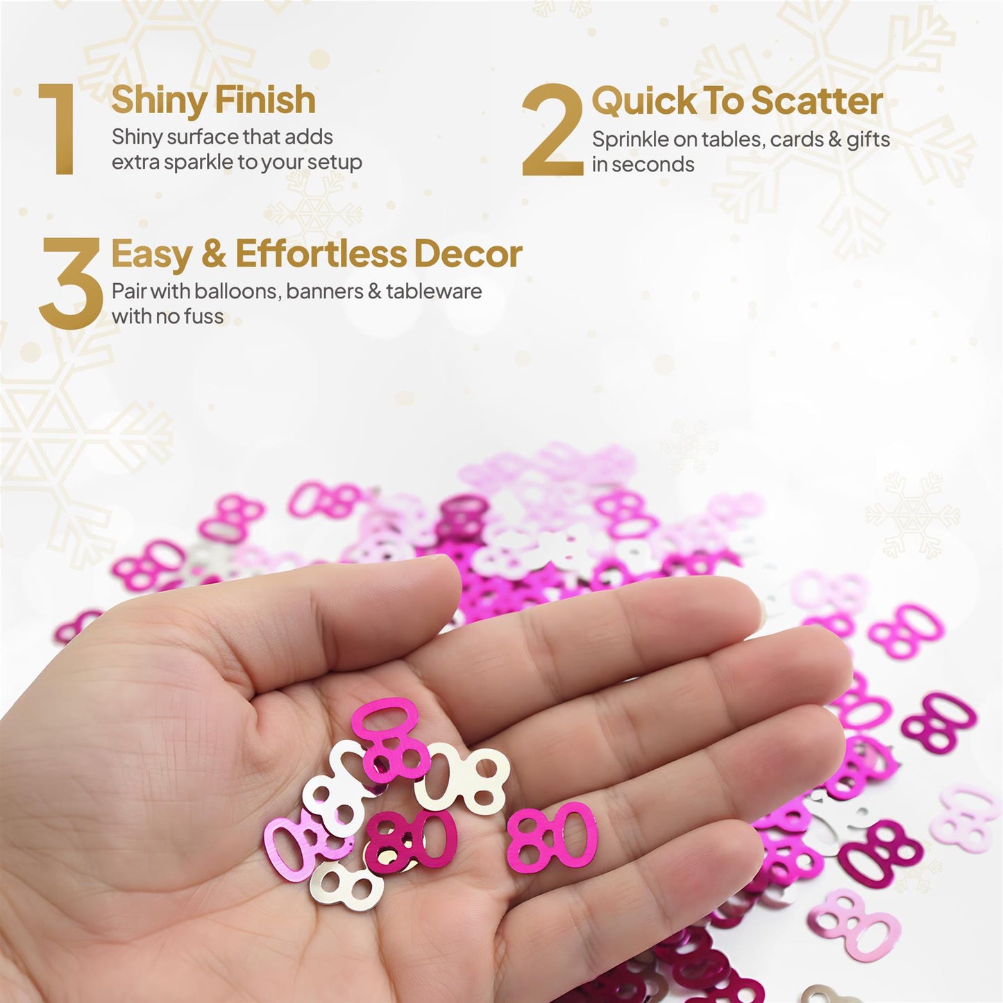 4 Packs 80th Birthday Pink Happy Birthday Confetti
